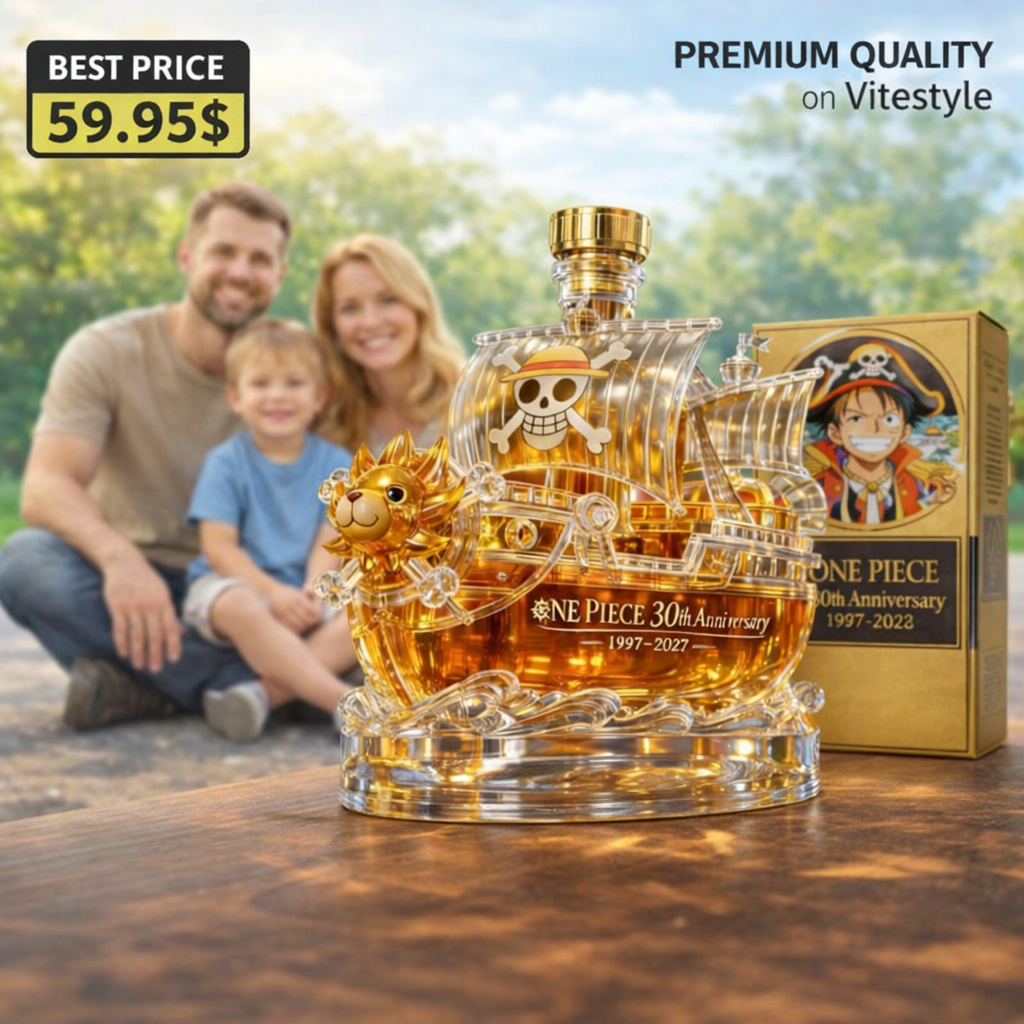 One Piece 30th Anniversary Pirate Ship Whiskey Bottle