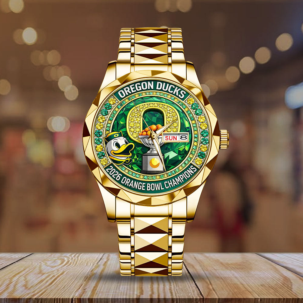 Oregon Ducks Football 2026 Orange Bowl Champions Alloy Luxury Quartz Watch - TMTHU3080