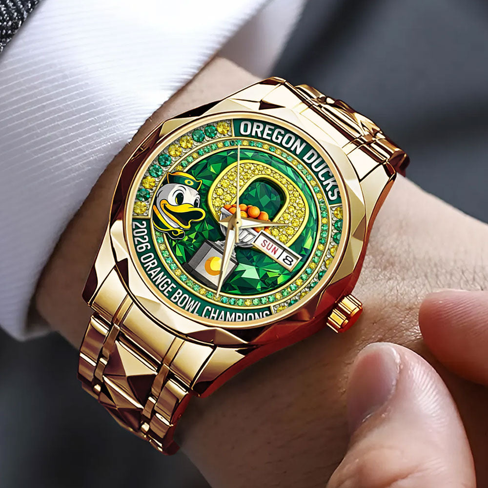 Oregon Ducks Football 2026 Orange Bowl Champions Alloy Luxury Quartz Watch - TMTHU3080