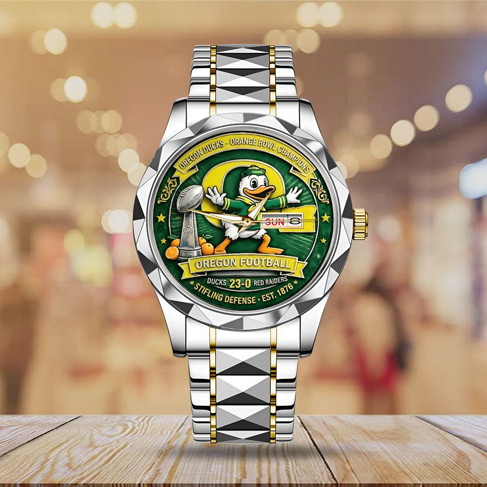 Oregon Ducks Football Orange Bowl Champions Alloy Luxury Quartz Watch - MAITM14354