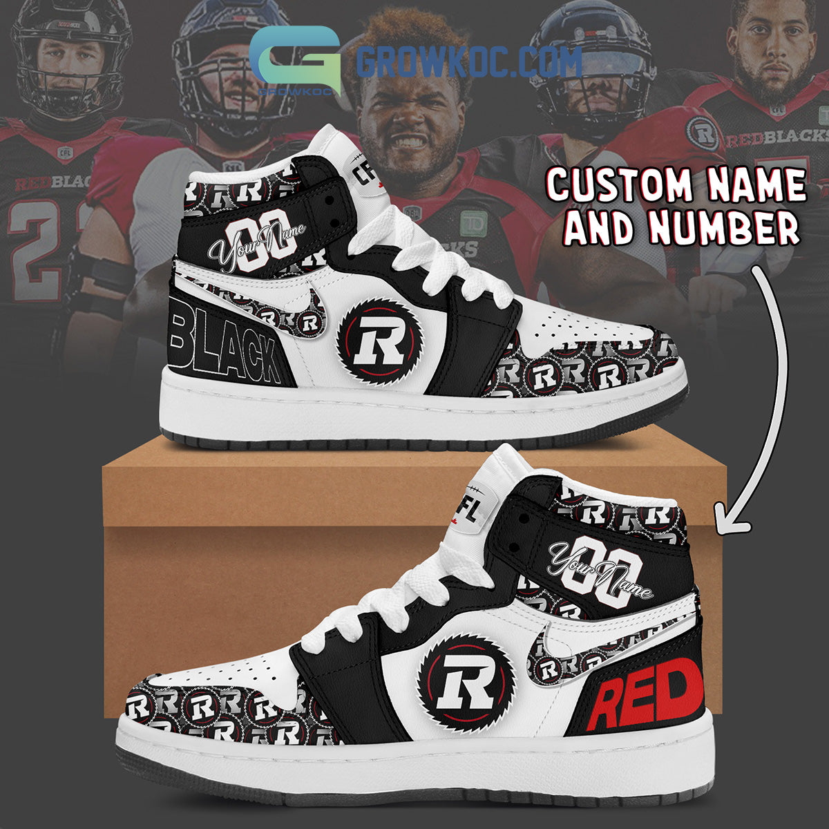 Ottawa Redblacks Personalized Air Jordan 1 Shoes
