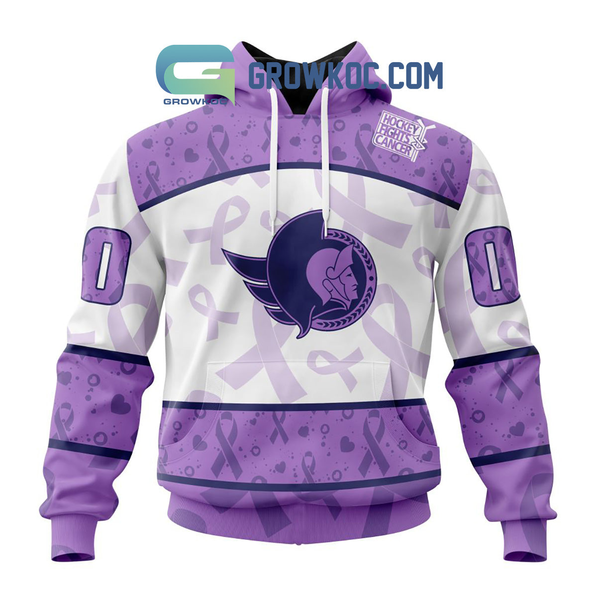 Ottawa Senators Lavender Fight Cancer Personalized Hoodie Shirts