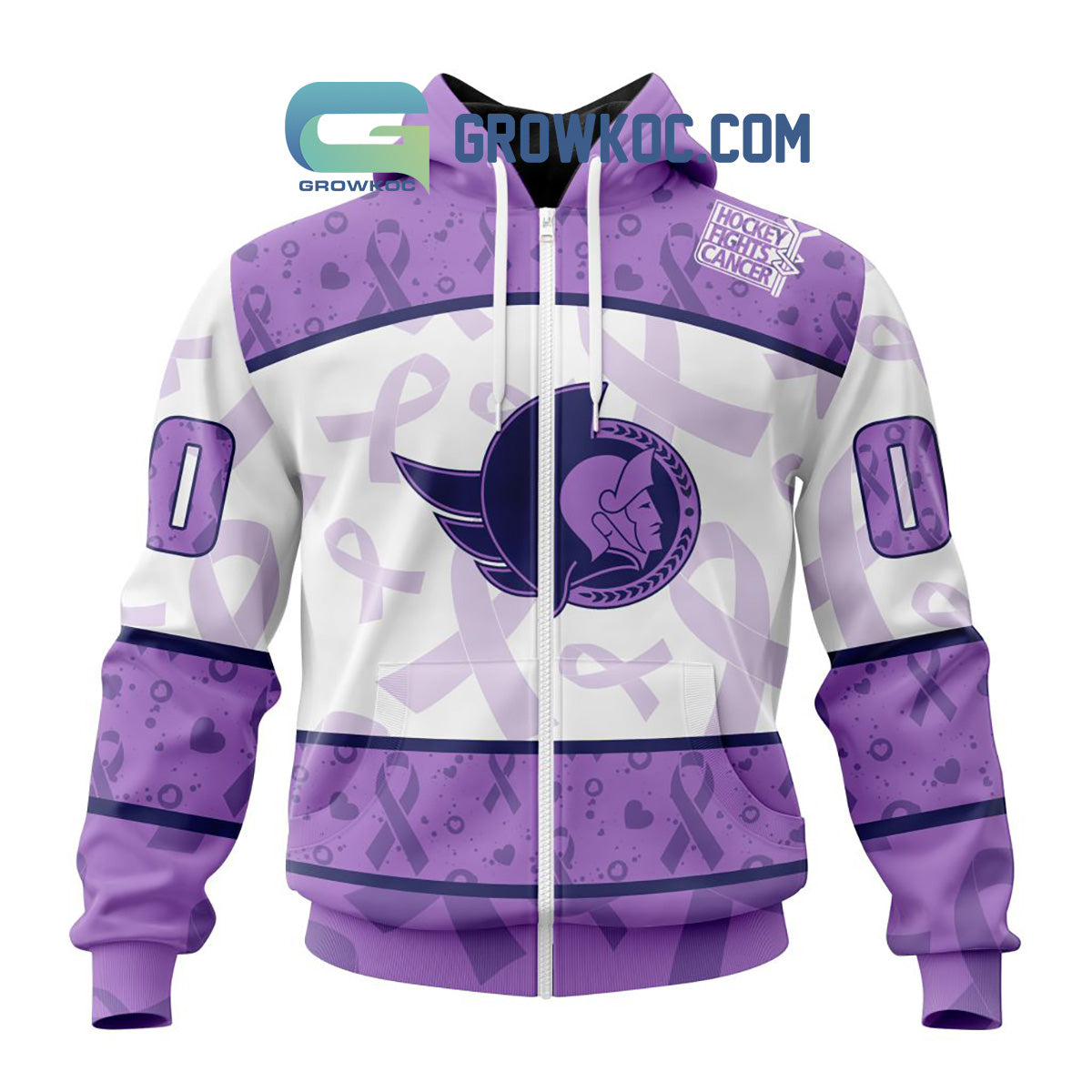 Ottawa Senators Lavender Fight Cancer Personalized Hoodie Shirts