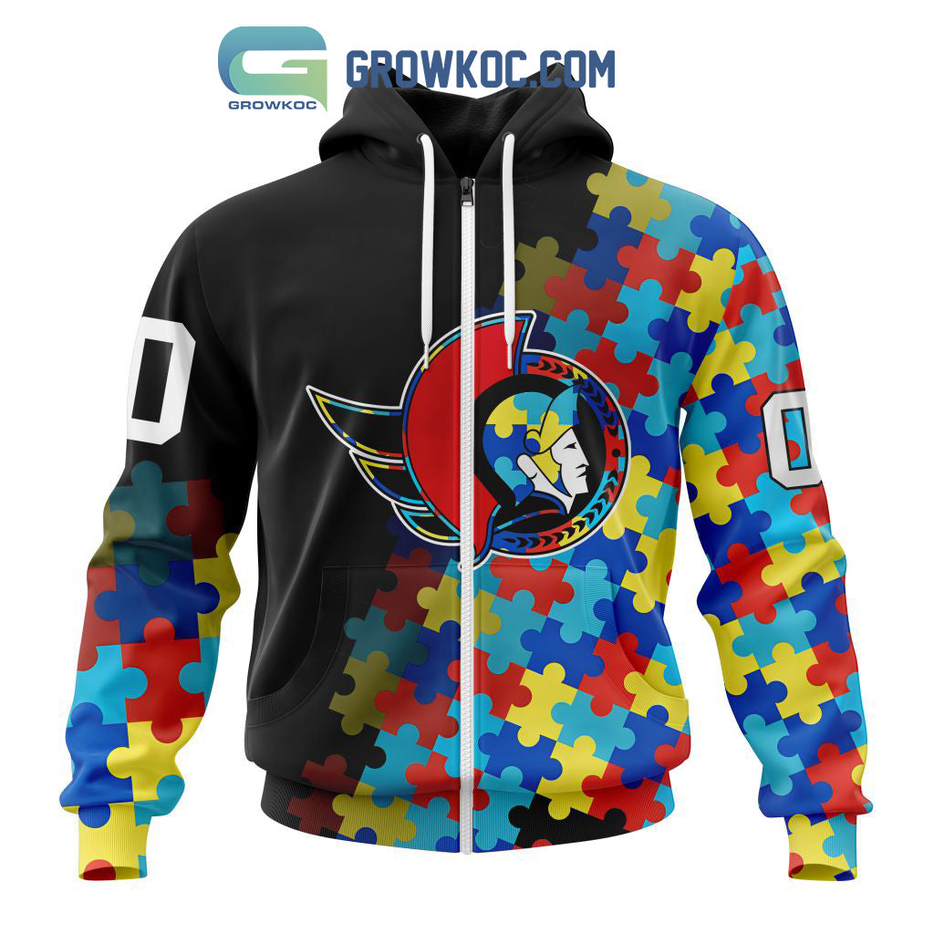 Ottawa Senators Puzzle Design Autism Awareness Personalized Hoodie Shirts
