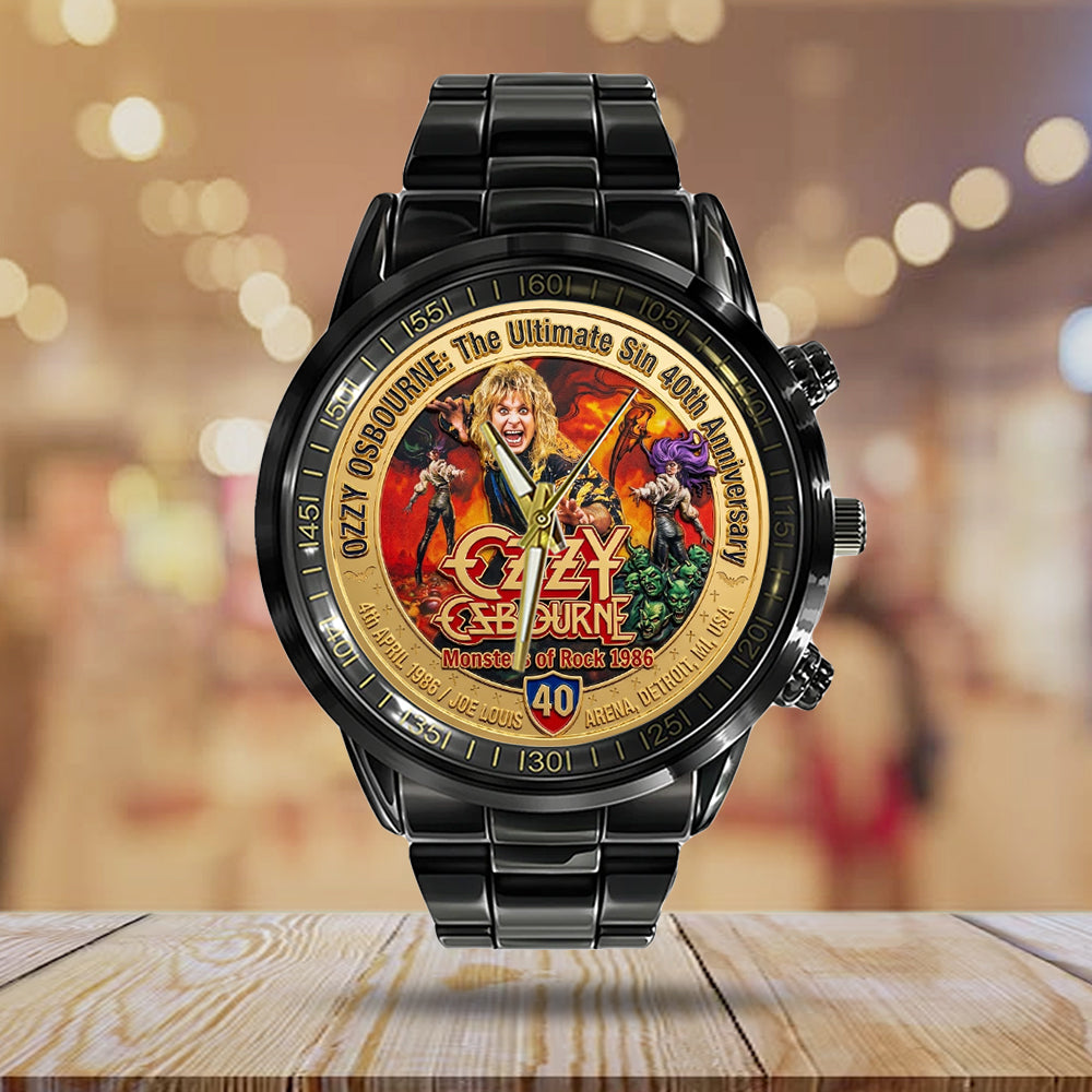 Ozzy Osbourne: The Ultimate Sin 40th Anniversary Black Stainless Steel Watch - TMTHU4982