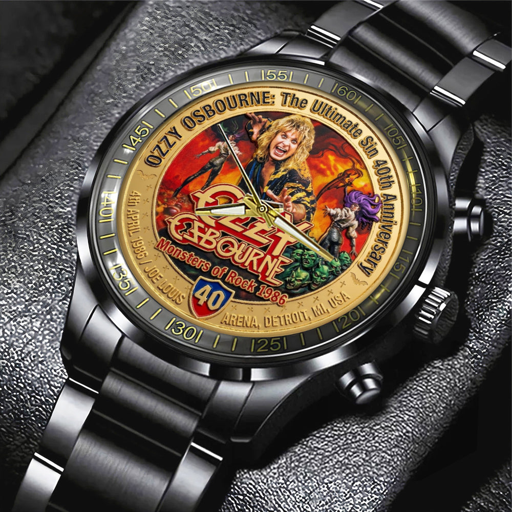 Ozzy Osbourne: The Ultimate Sin 40th Anniversary Black Stainless Steel Watch - TMTHU4982