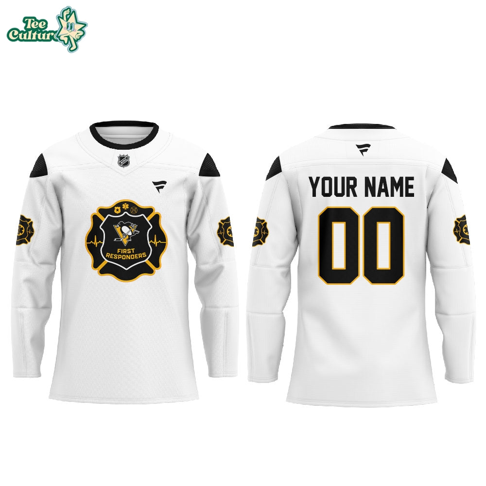 Pittsburgh Penguins First Responders Night Hockey Jersey Custom Name, Number