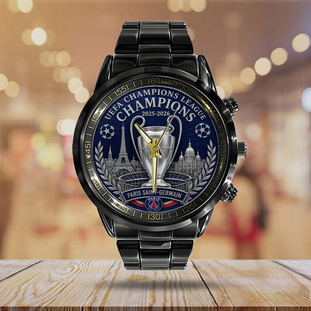 Paris Saint-Germain Champions of Europe 25/26 Black Stainless Steel Watch - TANTN23305