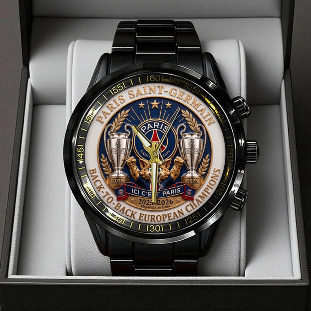 Paris Saint-Germain Champions of Europe 25/26 Black Stainless Steel Watch - TANTN23314