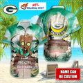 Packers Aloha Shirt With Groot And Tropical Theme