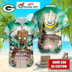 Packers Aloha Shirt With Groot And Tropical Theme