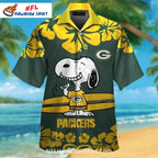 Packers Hawaiian Shirt Featuring Snoopy On A Surfboard