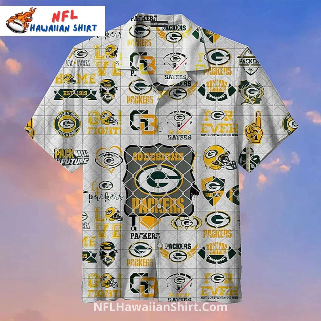 Packers Hawaiian Shirt With Grid Of Team Logos And Icons