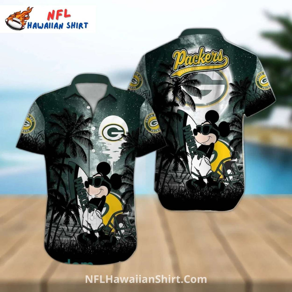 Packers Hawaiian Shirt With Mickey And Surfboard Design