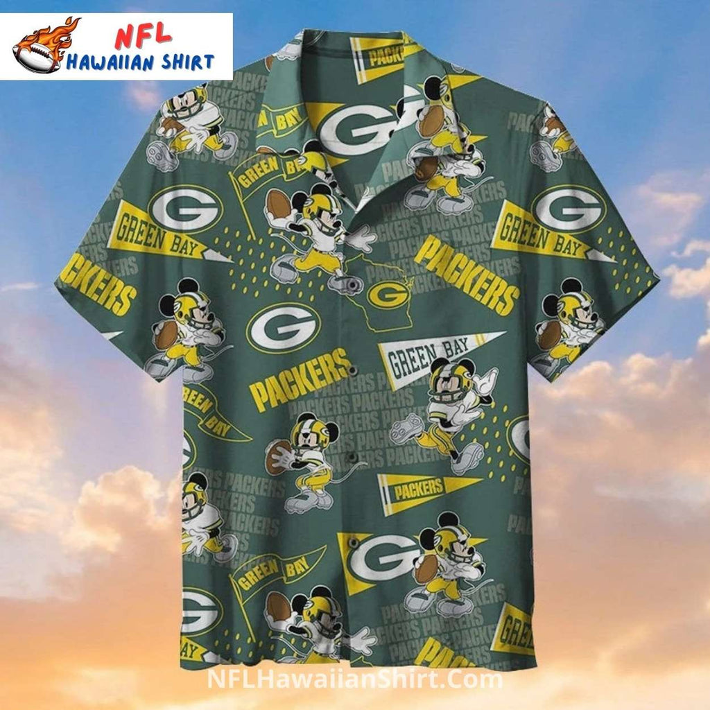 Packers Hawaiian Shirt With Mickey Mouse And Team Logos Design