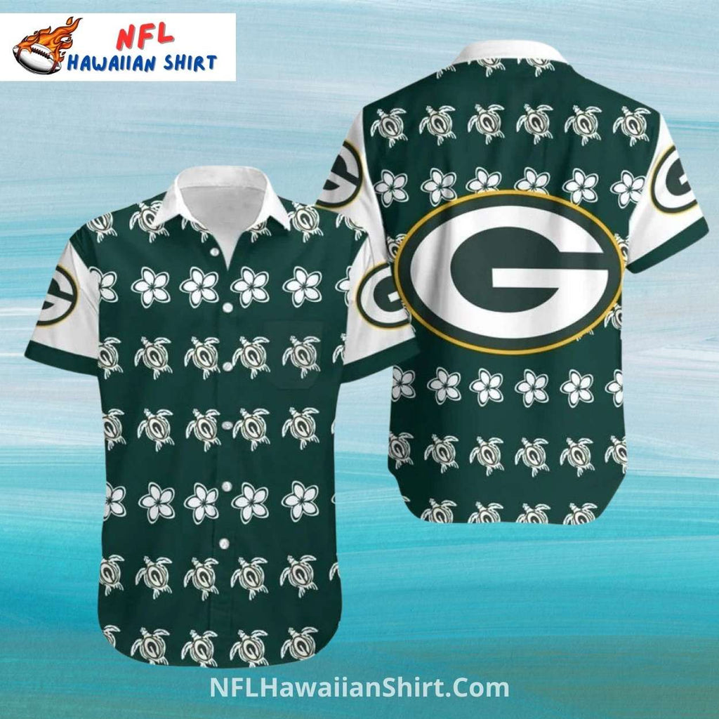 Packers Hawaiian Shirt With Turtle And Flower Pattern