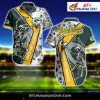 Packers Hawaiian Shirt featuring Skeleton Graphic And Logo