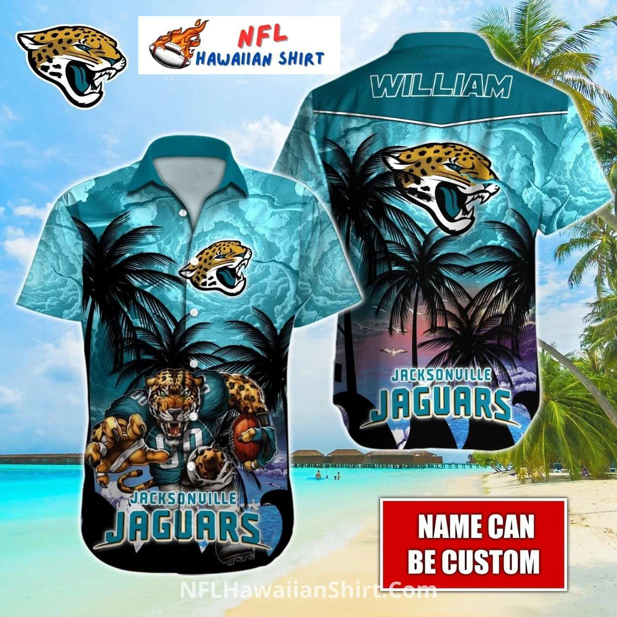 Palm Tree Sunset Jacksonville Jaguars Custom Aloha Shirt