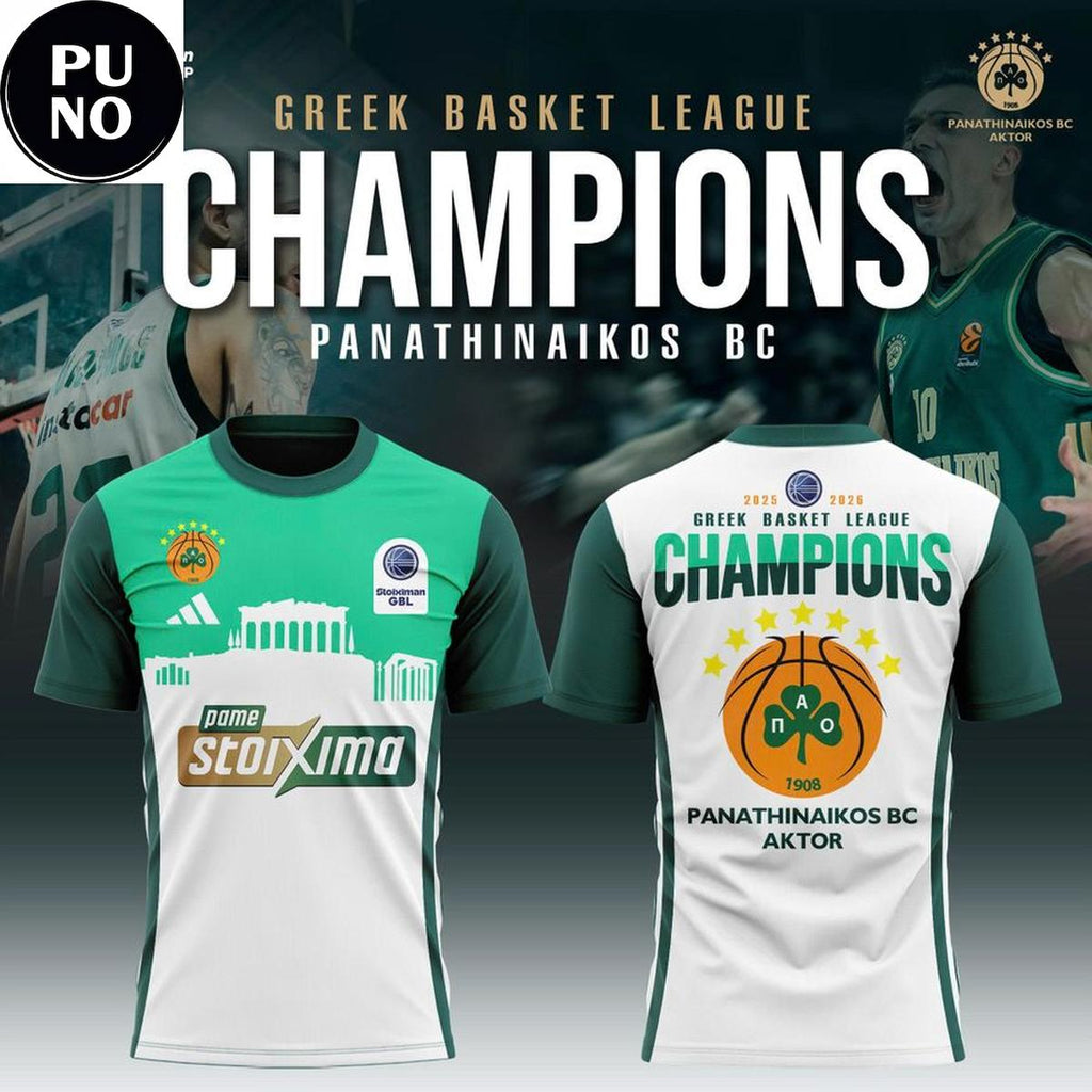 Panathinaikos BC Aktor 2025-2026 Greek Basket League Champions Hoodie T-Shirt