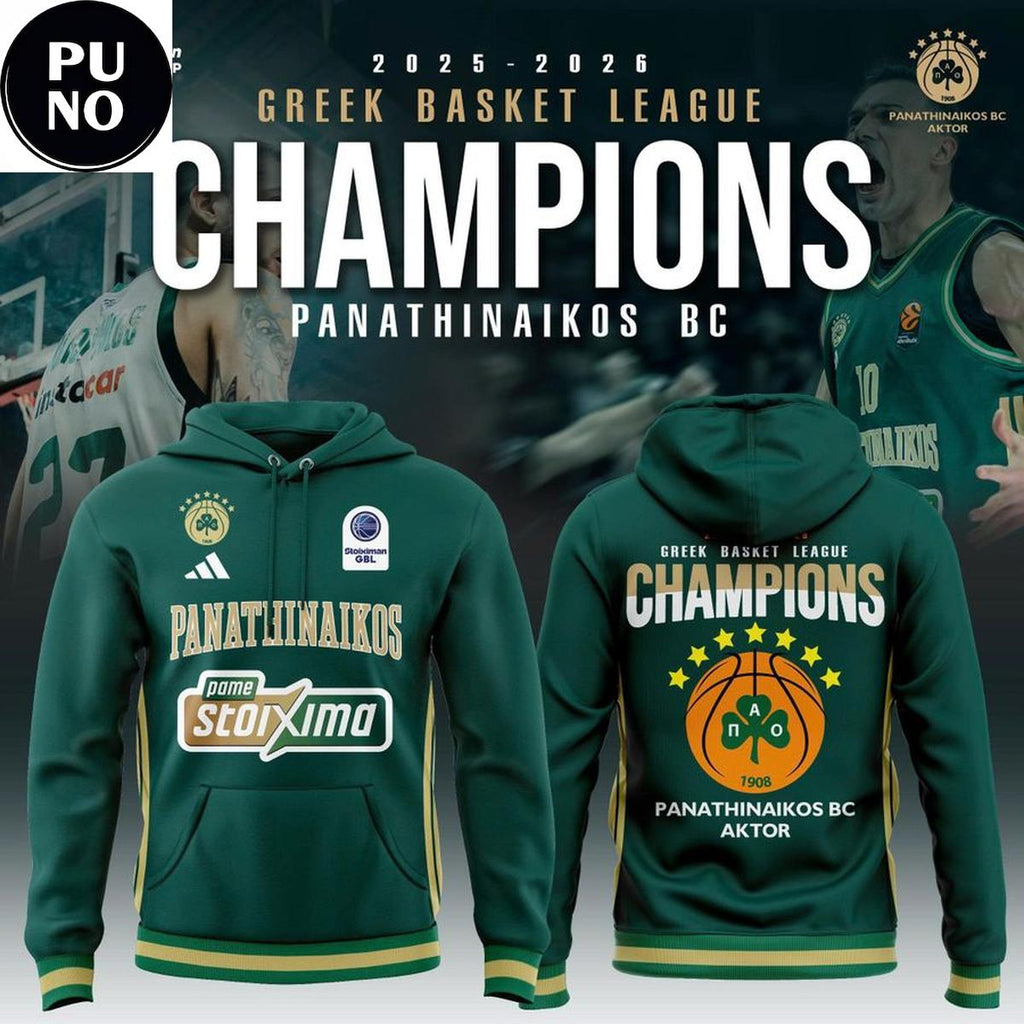 Panathinaikos BC Aktor 2025-2026 Greek Basket League Champions Hoodie T-Shirt