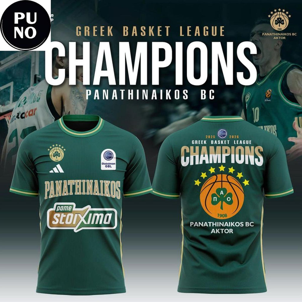 Panathinaikos BC Aktor 2025-2026 Greek Basket League Champions Hoodie T-Shirt