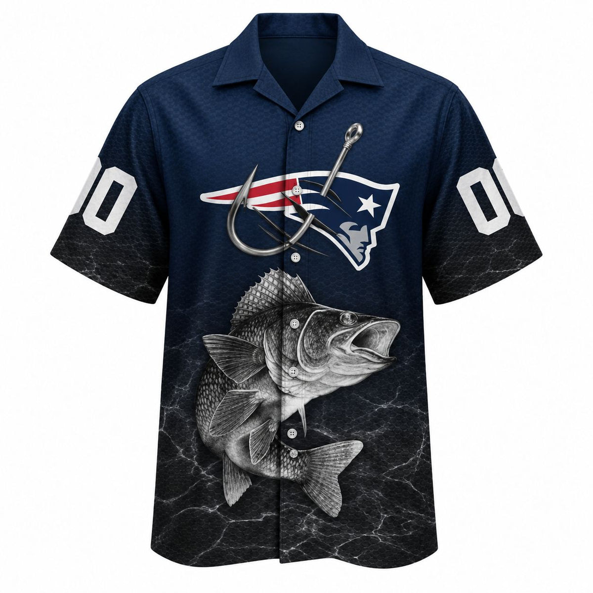 Angler’s Catch New England Patriots Hawaiian Shirt — Custom Name Fishing Fan Gear