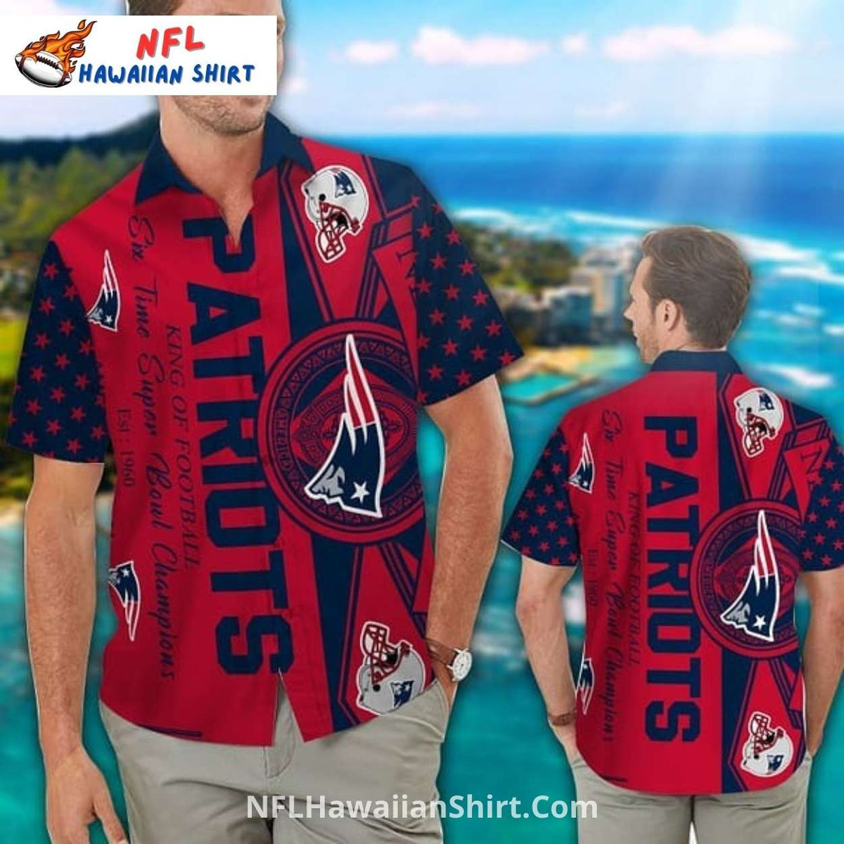 Patriots Hawaiian Shirt – Bold Red And Navy Vintage Design