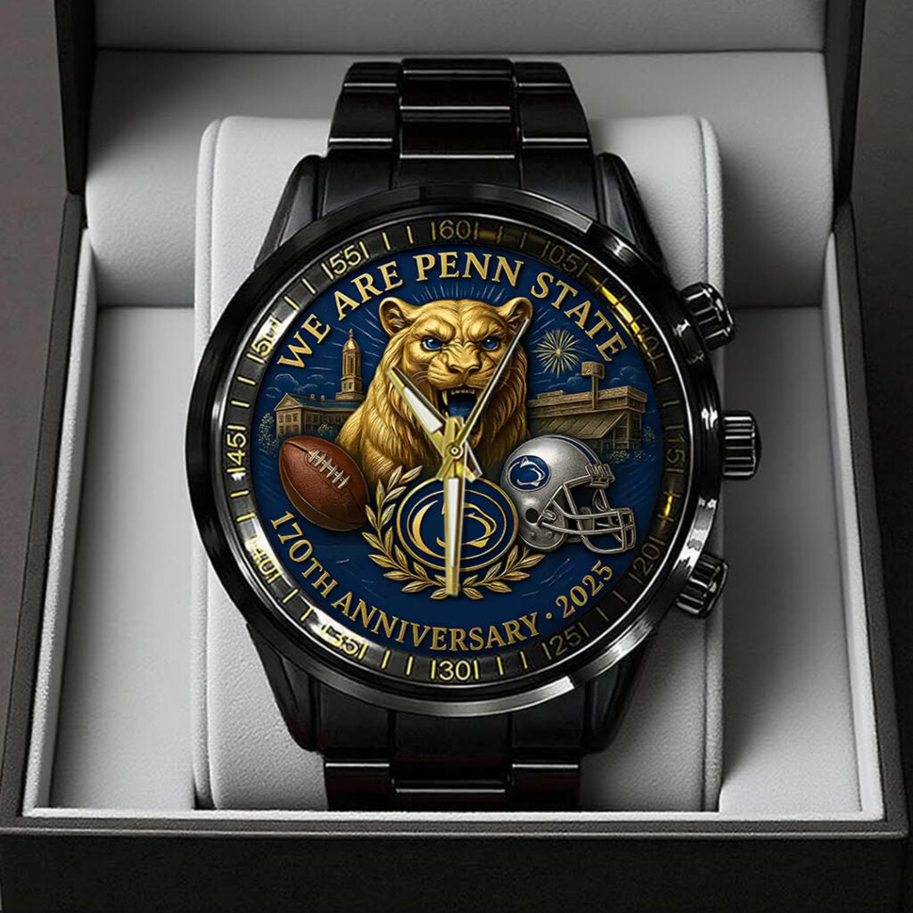 Penn State Nittany Lions Football 170th Anniversary 2025 Black Stainless Steel Watch - TANTN16147