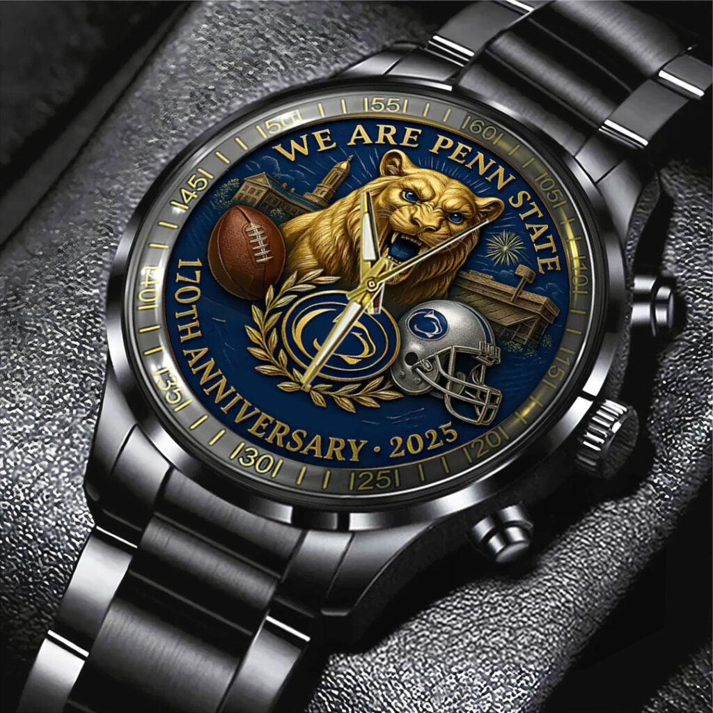 Penn State Nittany Lions Football 170th Anniversary 2025 Black Stainless Steel Watch - TANTN16147