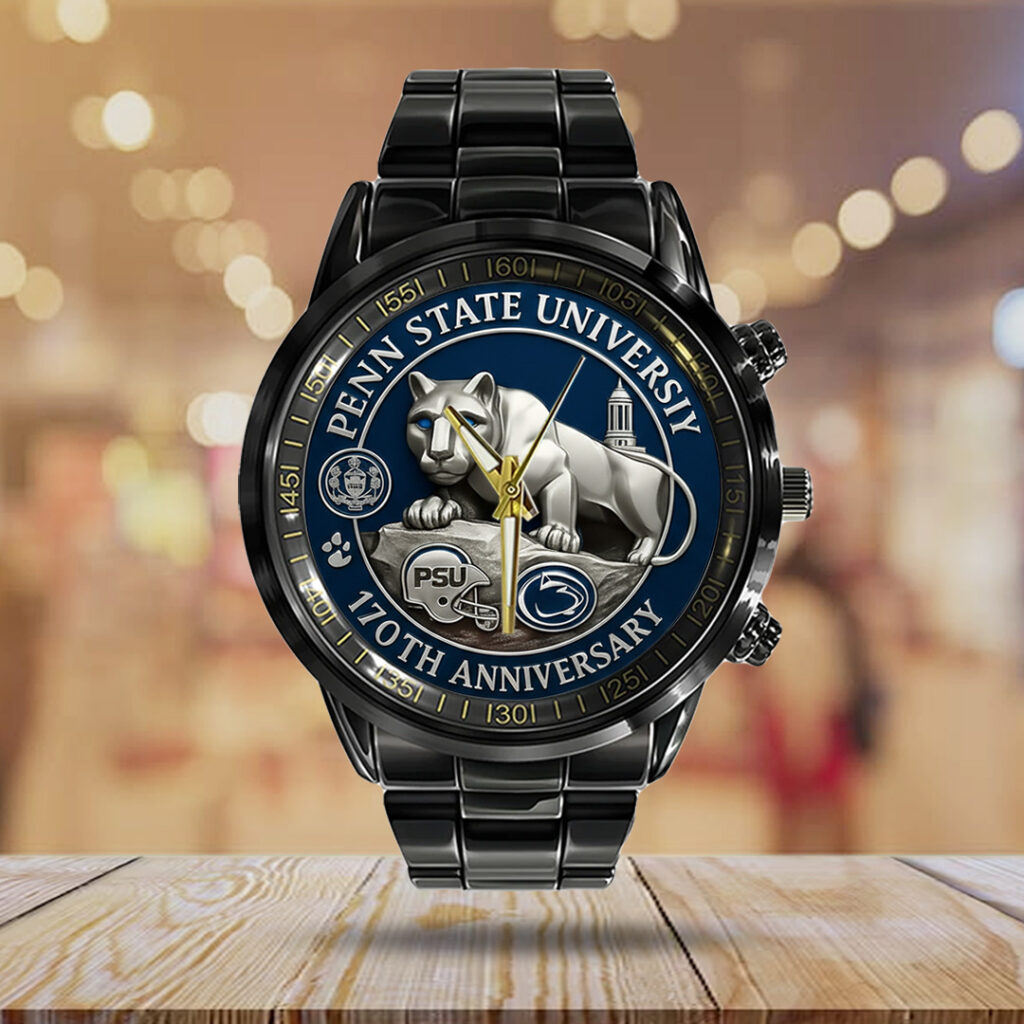 Penn State Nittany Lions Football 170th Anniversary 2025 Black Stainless Steel Watch - TANTN16149