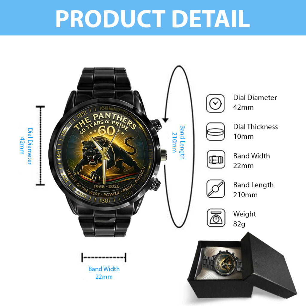 Penrith Panthers 60th Anniversary Black Stainless Steel Watch - TANTN17669