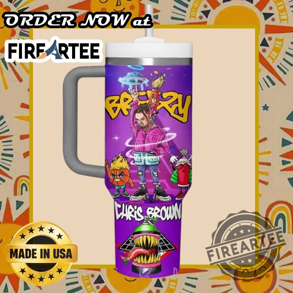 Personalized Chris Brown Breezy Tumbler Custom Purple Graffiti Design Drinkware