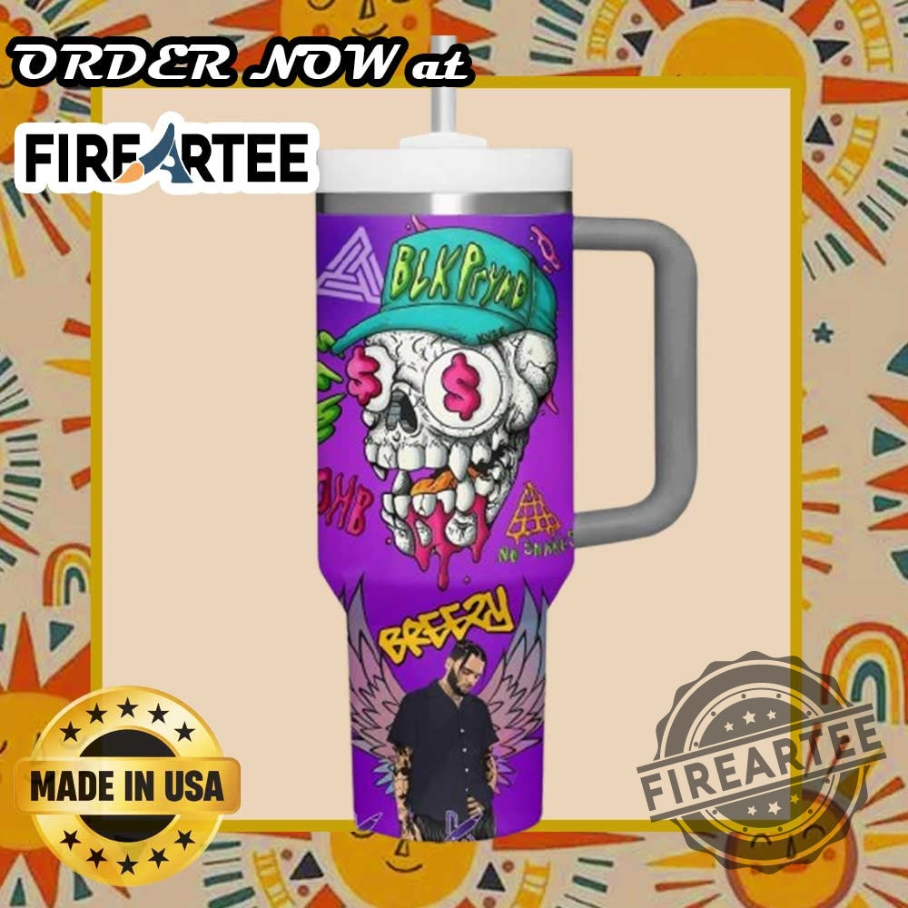 Personalized Chris Brown Breezy Tumbler Custom Purple Graffiti Design Drinkware