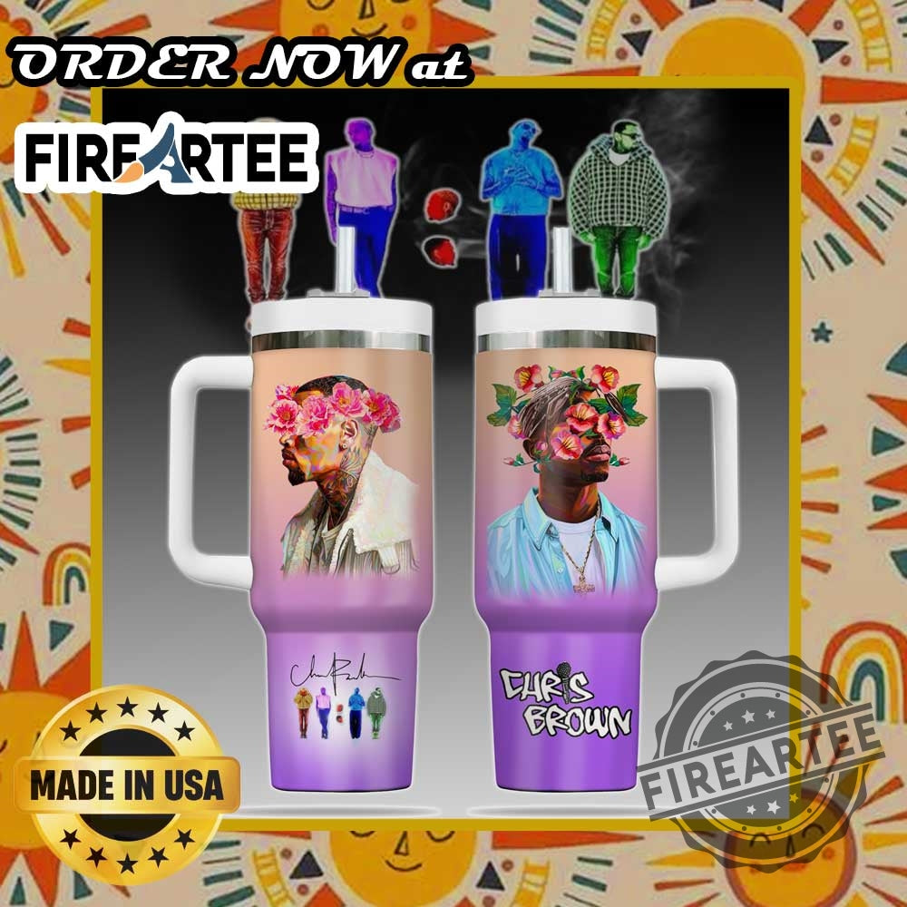 Personalized Chris Brown Floral Tumbler Custom Breezy Design With Floral Headgear