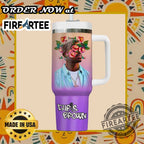Personalized Chris Brown Floral Tumbler Custom Breezy Design With Floral Headgear