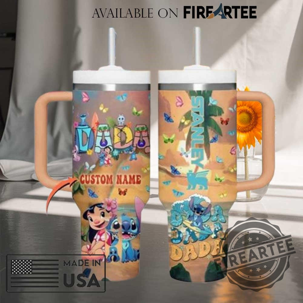 Personalized Dada Stitch Stanley Tumbler With Handle