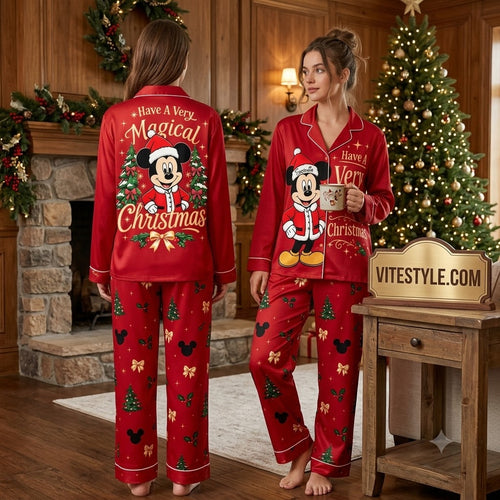Personalized Mickey Mouse Have A Very Magical Christmas Button Down Pajamas