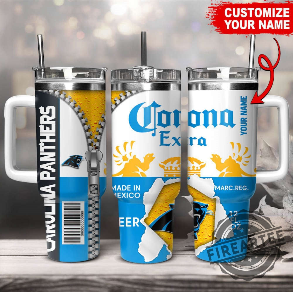 Personalized Name Corona Extra Carolina Panthers 40Oz Tumbler
