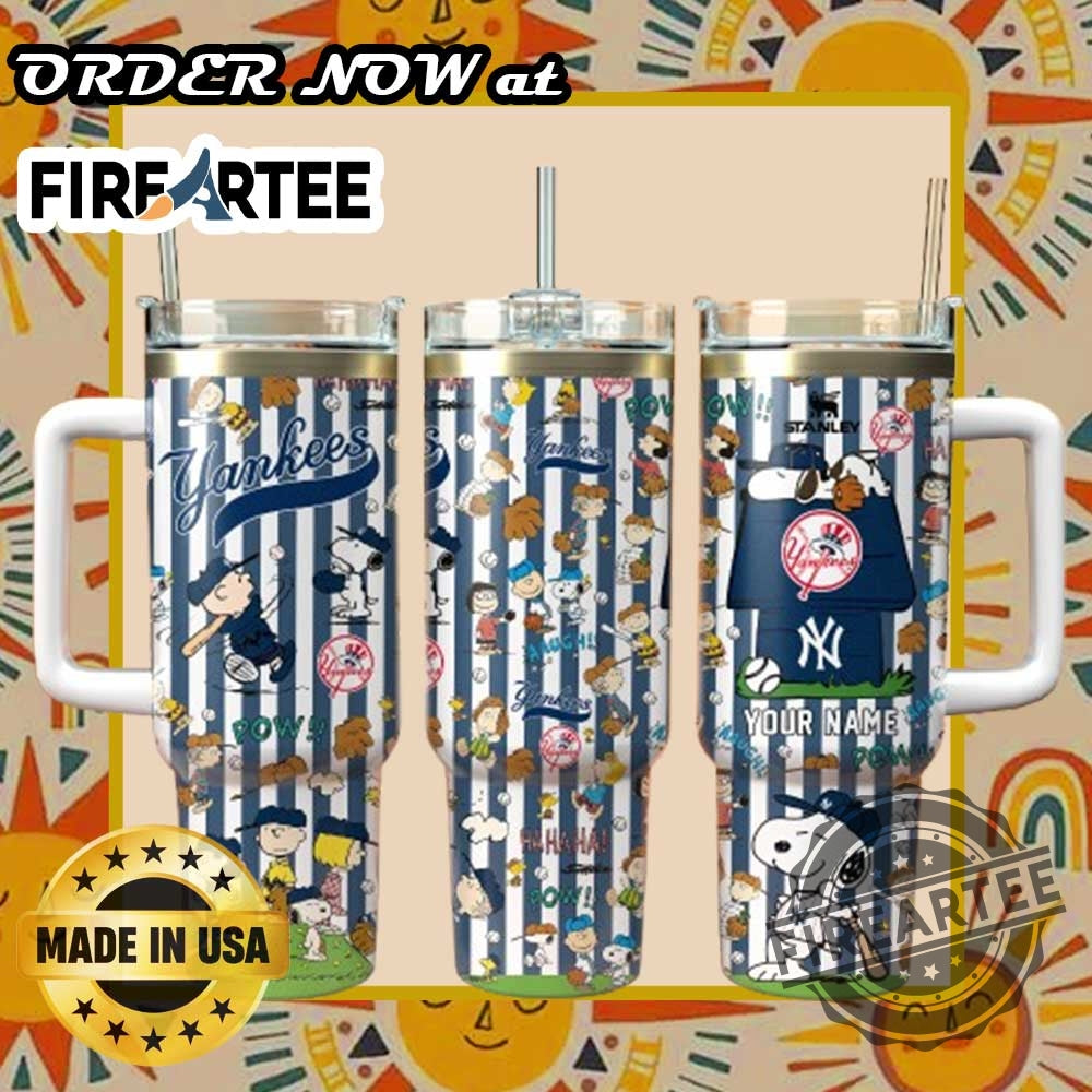 Personalized New York Yankees Snoopy Tumbler – Customizable Baseball Drinkware with Peanuts Characters
