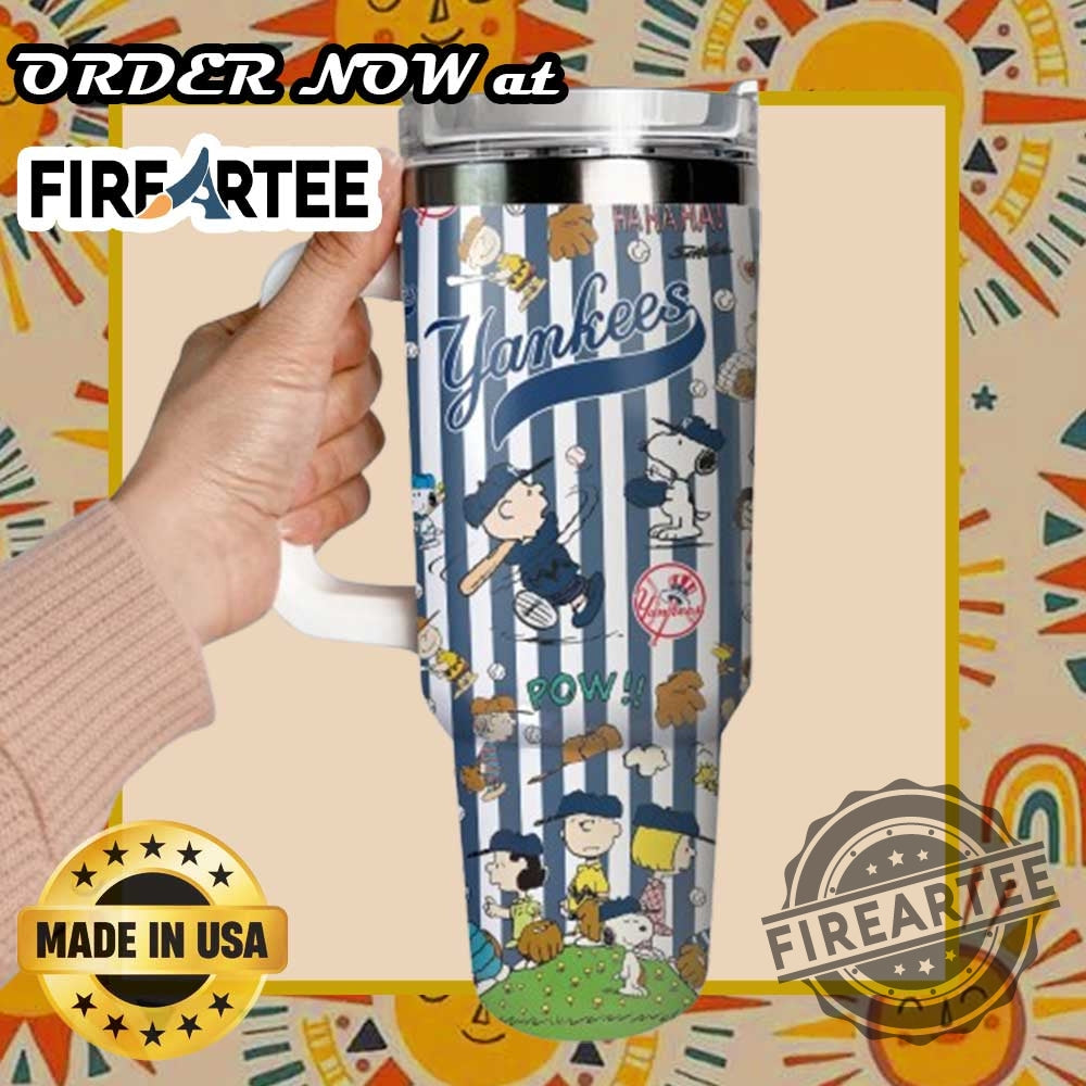Personalized New York Yankees Snoopy Tumbler – Customizable Baseball Drinkware with Peanuts Characters
