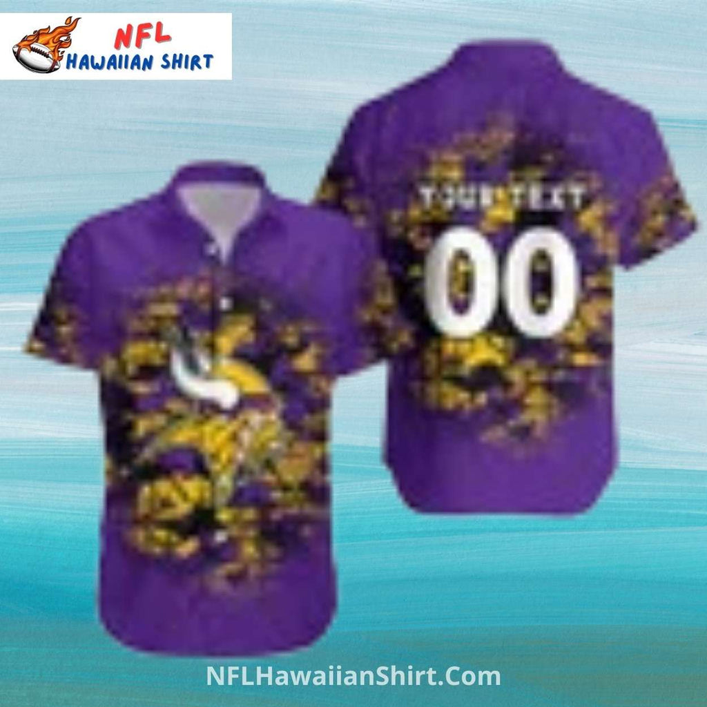 Personalized Purple and Gold Splash Minnesota Vikings Aloha Shirt