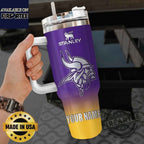 Personalized Stanley Tumbler Minnesota Vikings Gradient Purple Yellow Mug