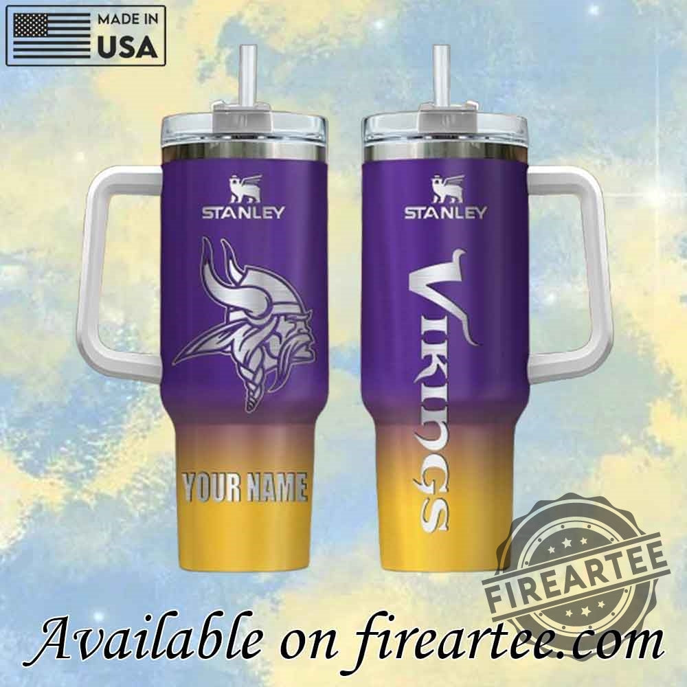 Personalized Stanley Tumbler Minnesota Vikings Gradient Purple Yellow Mug