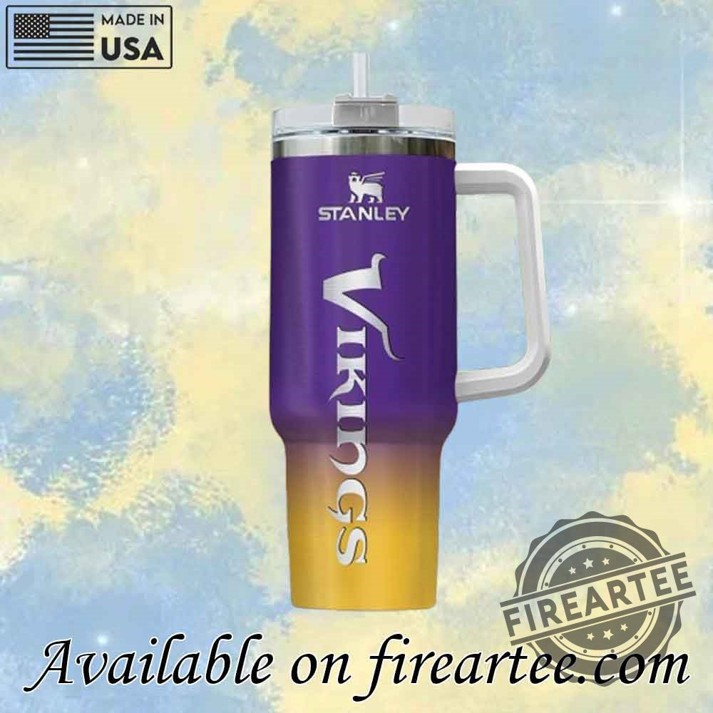 Personalized Stanley Tumbler Minnesota Vikings Gradient Purple Yellow Mug