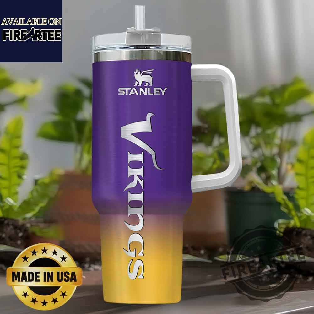 Personalized Stanley Tumbler Minnesota Vikings Gradient Purple Yellow Mug