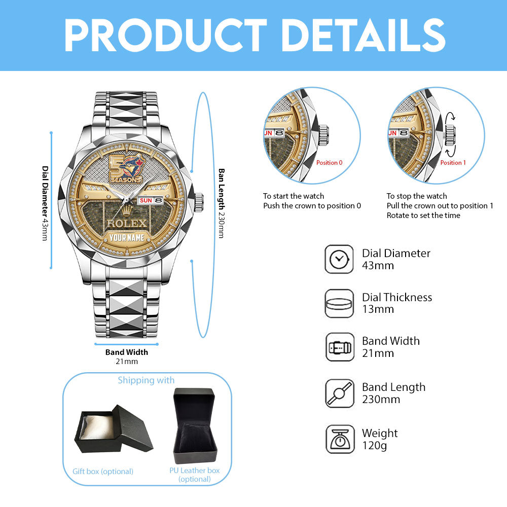 Personalized Toronto Blue Jays 50th Anniversary Alloy Luxury Quartz Watch - GNE6001