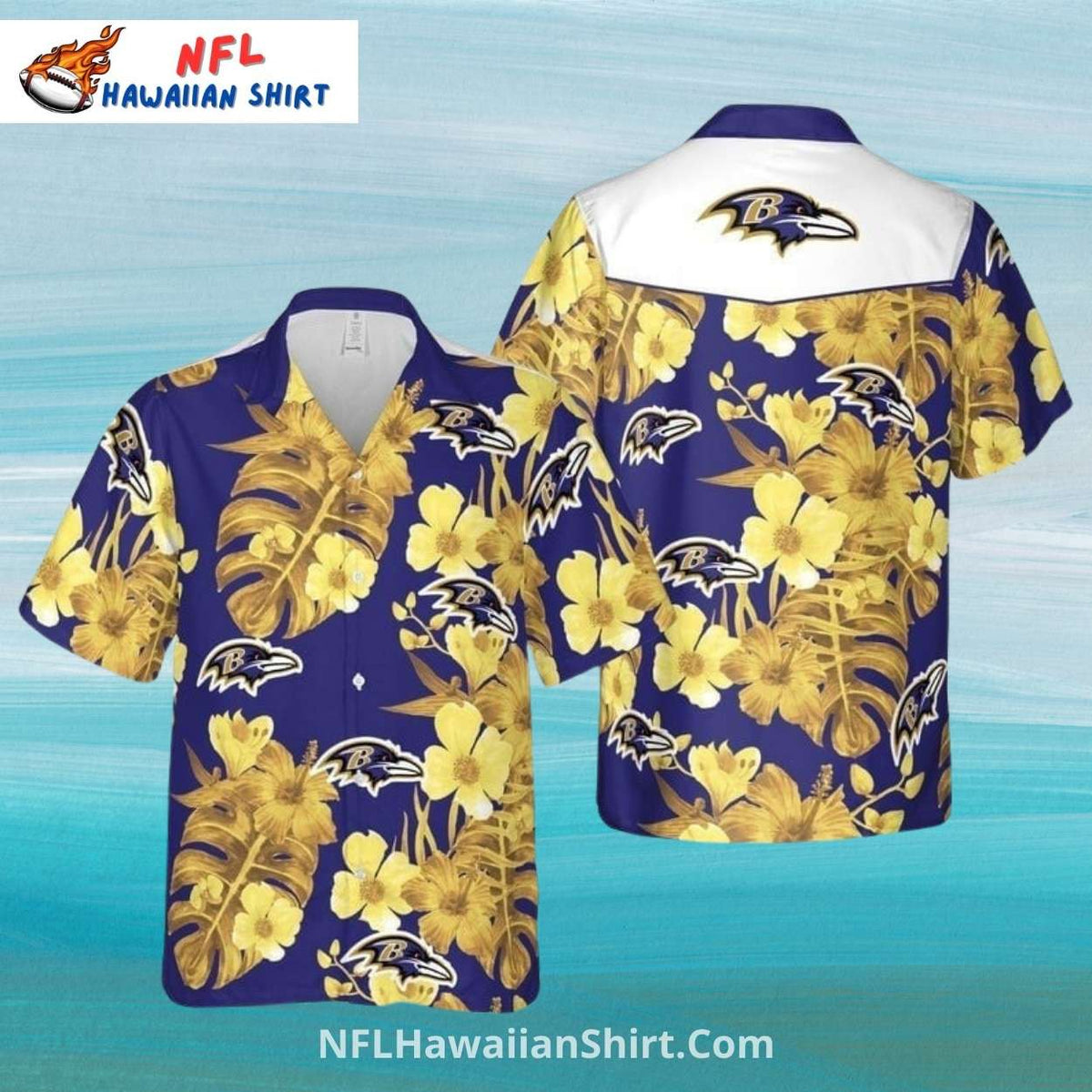 Personalized Yellow Floral Baltimore Ravens Hawaiian Shirt