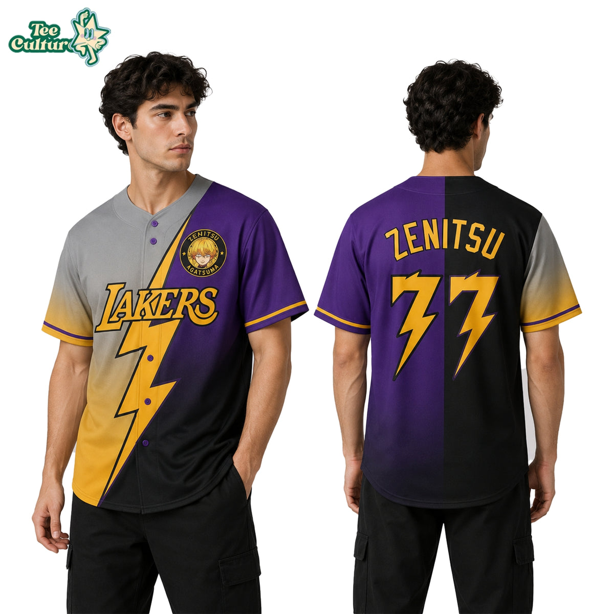 Personalized Yellow Lightning Baseball Jersey Custom Name Number Anime Inspired Sports Shirt