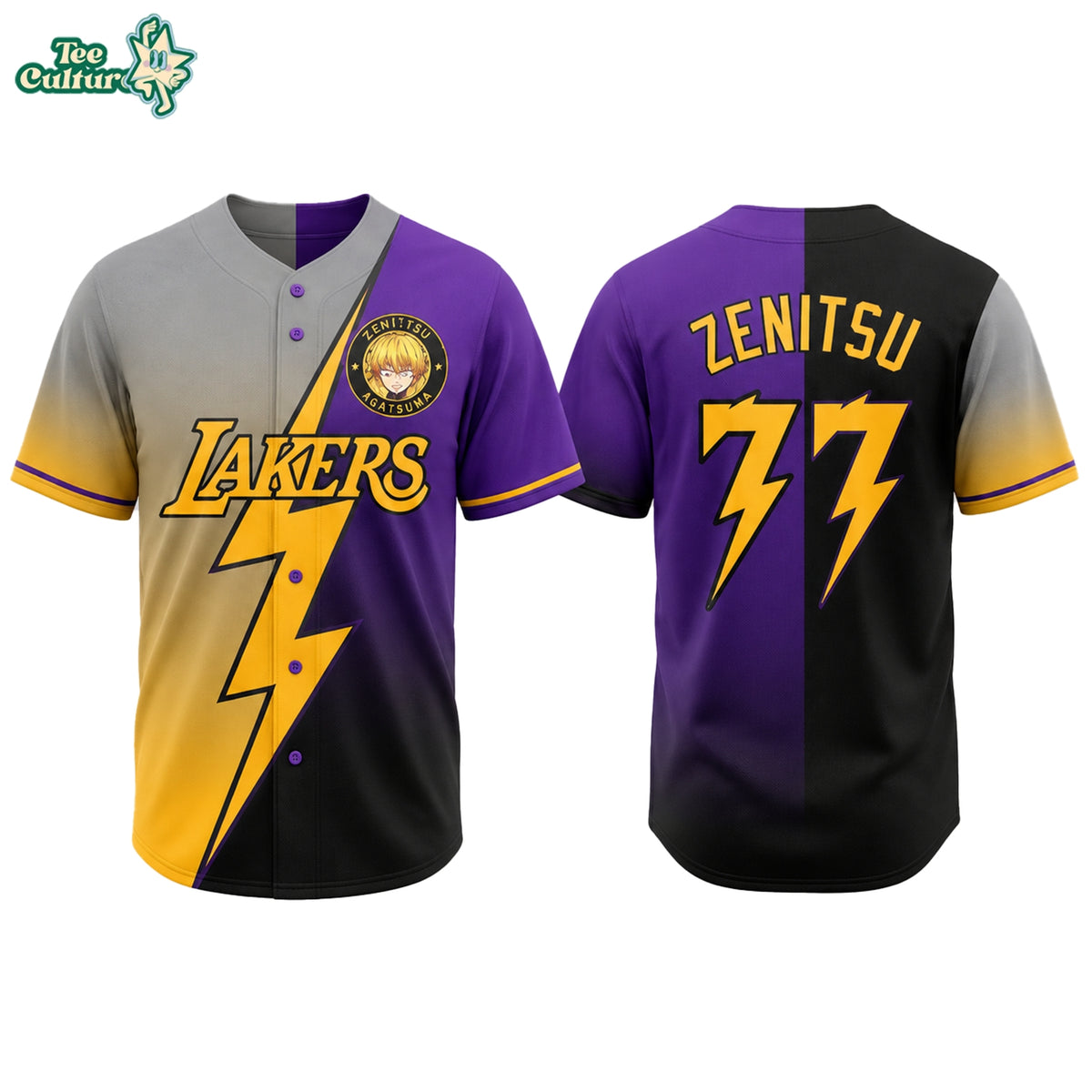Personalized Yellow Lightning Baseball Jersey Custom Name Number Anime Inspired Sports Shirt