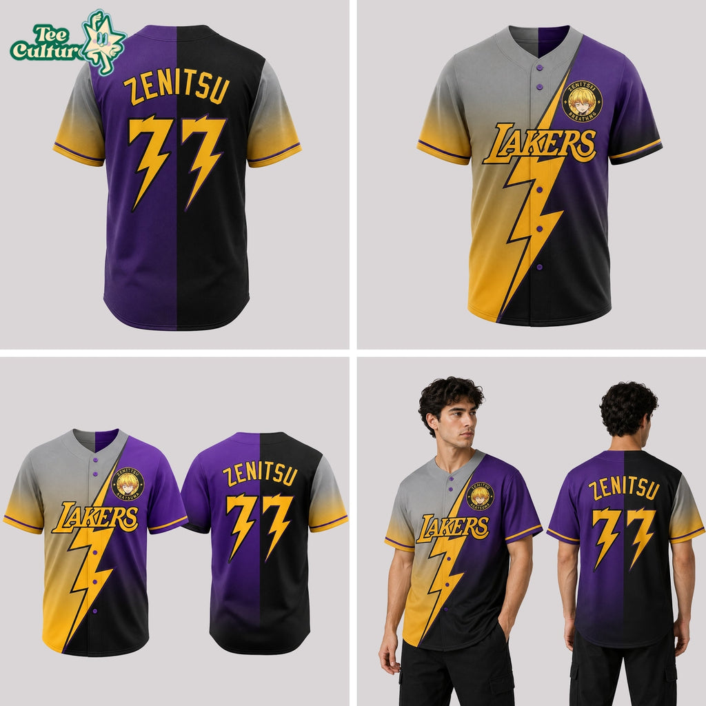 Personalized Yellow Lightning Baseball Jersey Custom Name Number Anime Inspired Sports Shirt